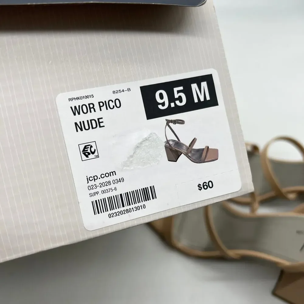 Worthington Womens Pico Heeled Sandals Nude Color Size 9.5M